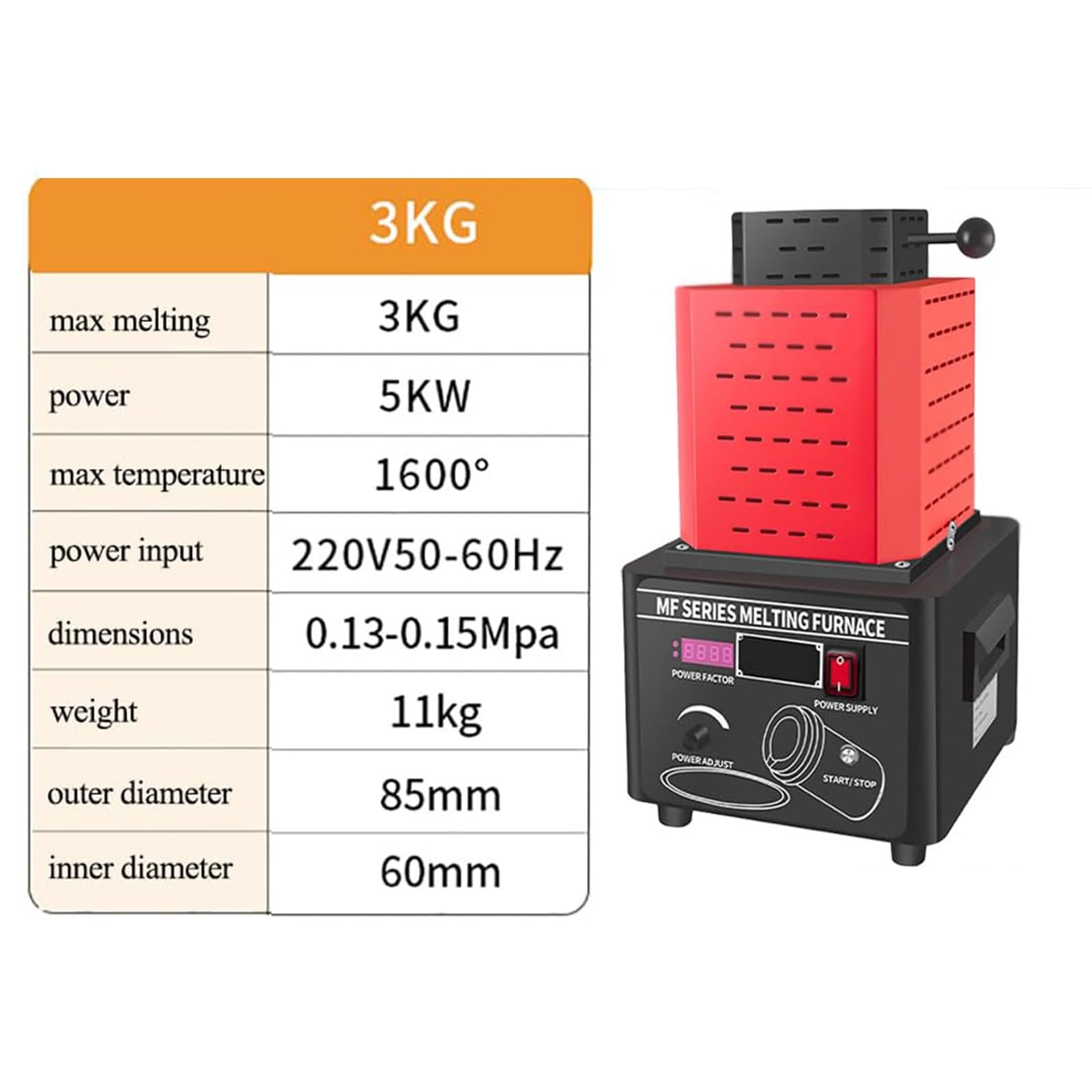 Piec elektryczny do topienia złota o mocy 5000 W, piec do topienia złota o średniej częstotliwości, odpowiedni do przetwórstwa złomu i projektów rafinacji odlewów