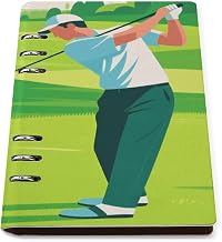 VstaDank Golf Course Printed Journal Notebook Refillable 6 Ring Notebook Binder PU Leather Cover All-in-one Telescoping Binder Notebook Hardcover Journaling Notebooks 9 X 13.7 Inch