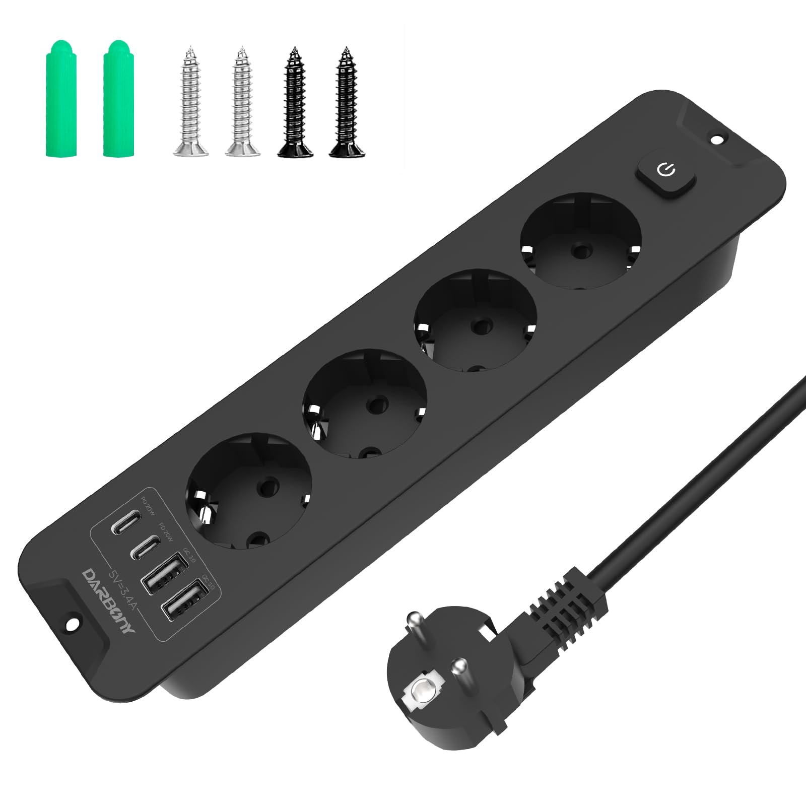 Prise Escamotable 3 Prises USB C Avec Chargeur Sans Fil 10 W, Ohuo 2