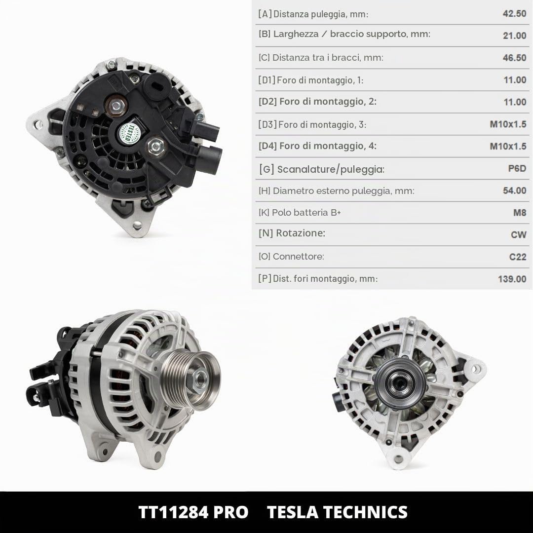 TT11284 PRO Alternatore per auto 12V, 150A. Compatibile con CITROËN, PEUGEOT, LANCIA, FIAT, SUZUKI. Eccellente rapporto qualità-prezzo. Installazione facile e garantita.