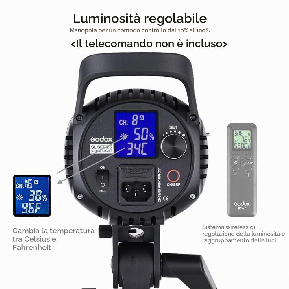 Godox SL-60W 5600K 60W di alto potere LED Luce video con il supporto di Bowens per Video Foto Studio Photography Registrazione