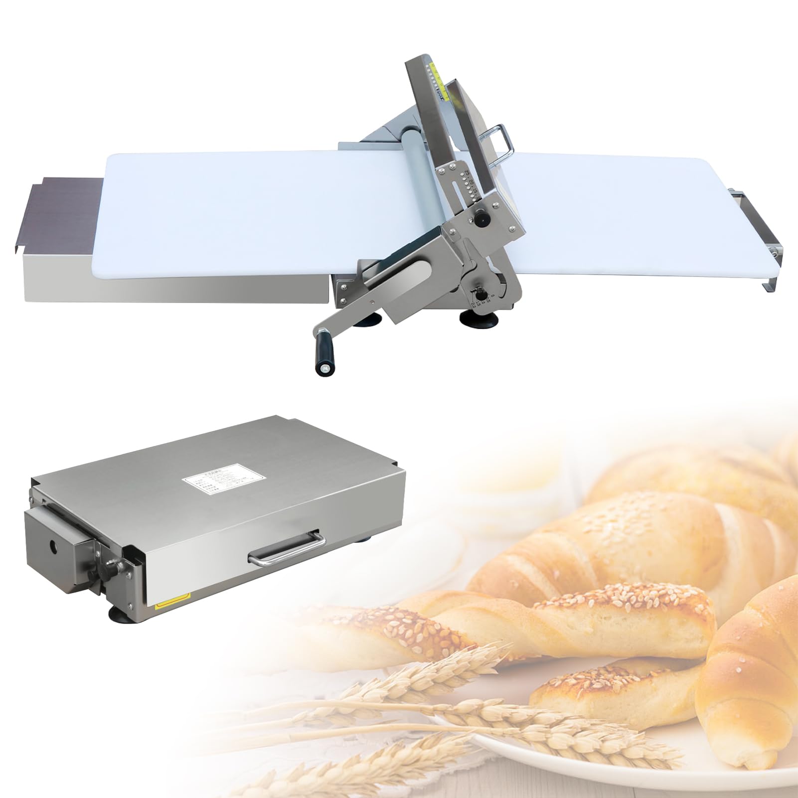 Sfogliatrice Manuale Pieghevole Per Croissant, Sfogliatrice Professionale Commerciale Pasta Sfoglia In Acciaio Inox, Spessore Regolabile 0.5-25mm, Sfogliatrice Pasticceria E Fondente, Design Da Tavo