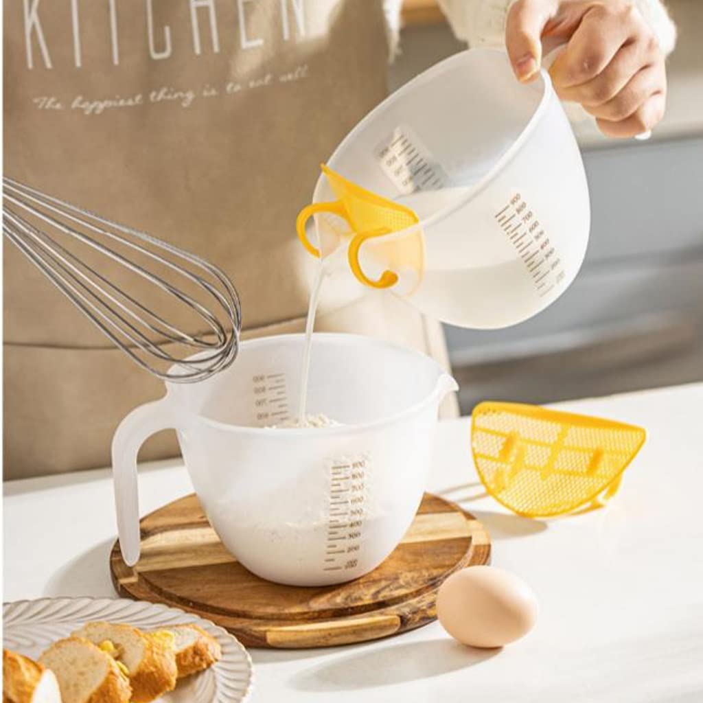 pcs Tarte Passoire Tasses À Mesurer avec Échelle Grande Capacité De Qualité Alimentaire Tasses À Mesurer Cuisson en Plastique Tasses À Battre Les Oeufs (1000 ML)