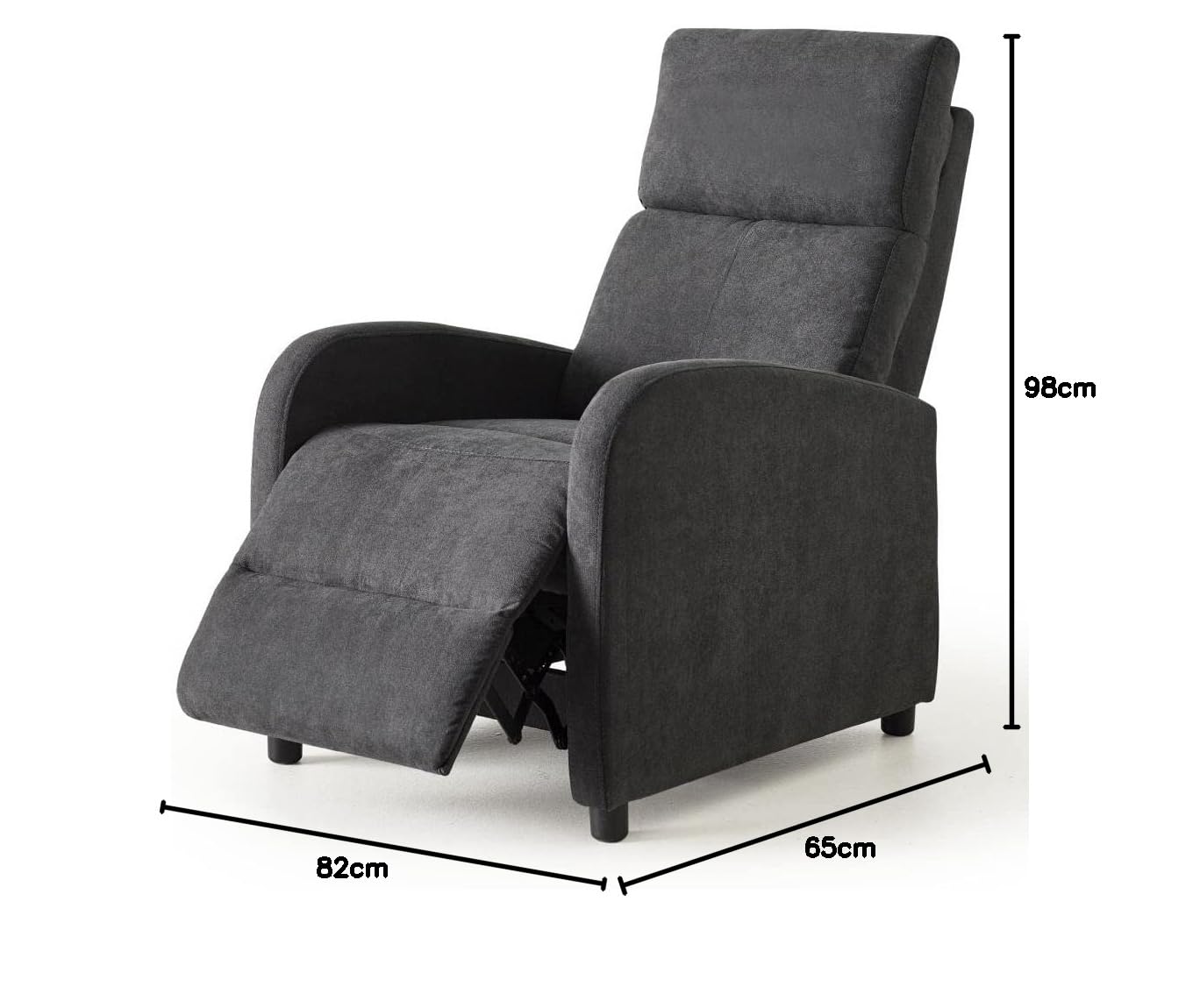 Sillón Relax Nexus Sofá Individual – Butaca Reclinable Manual por Empuje – Tapizado Chenilla Antimanchas – Compacto y Ergonómico – 67x88x100 cm – Color Gris