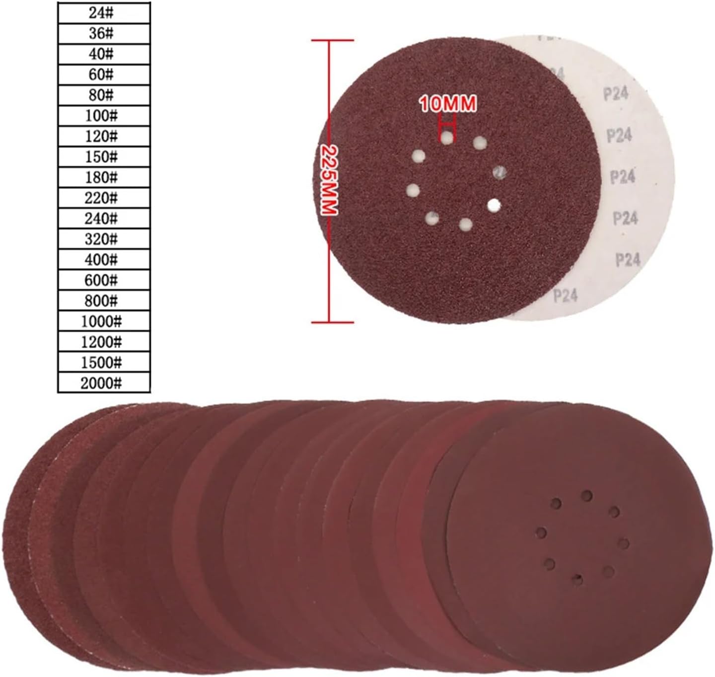 Sanding Pads, 5pcs 9 Inches 225mm 8 Hole Sanding Discs Paper Base Flocking Self-Adhesive Sandpaper 60-1200grit Abrasive Sheets Sand Paper for Wood Furniture(1200Grit)