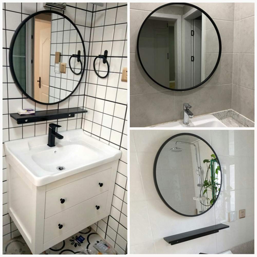 Cuarto de baño montado en la Pared Espejo Redondo- Enmarcado metalico Espejo de vanidad Grande Espejo de Aumento Espejo de Maquillaje de Ducha- Dormitorio Dormitorio Pasillo de la habitación