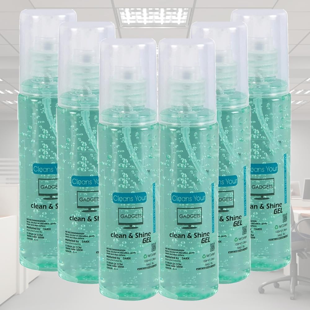 PIRU Clean & Shine Gel Multi-Purpose LCD Cleaning Kit 6 x 100ml – Screen Cleaner for Mobile, Laptop, Tablet, Camera, Computer, LCD Display with Cleaning Cloth-image-5