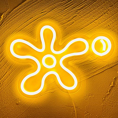 Artlast Flower Clouds Anime Neon Sign Sea Flower Neon Wall Sign Bubbles Neon Light for Kids Room Decor Teen Birthday Gift Anime Party Lights Bedroom Wall Hanging Decor (Yellow)