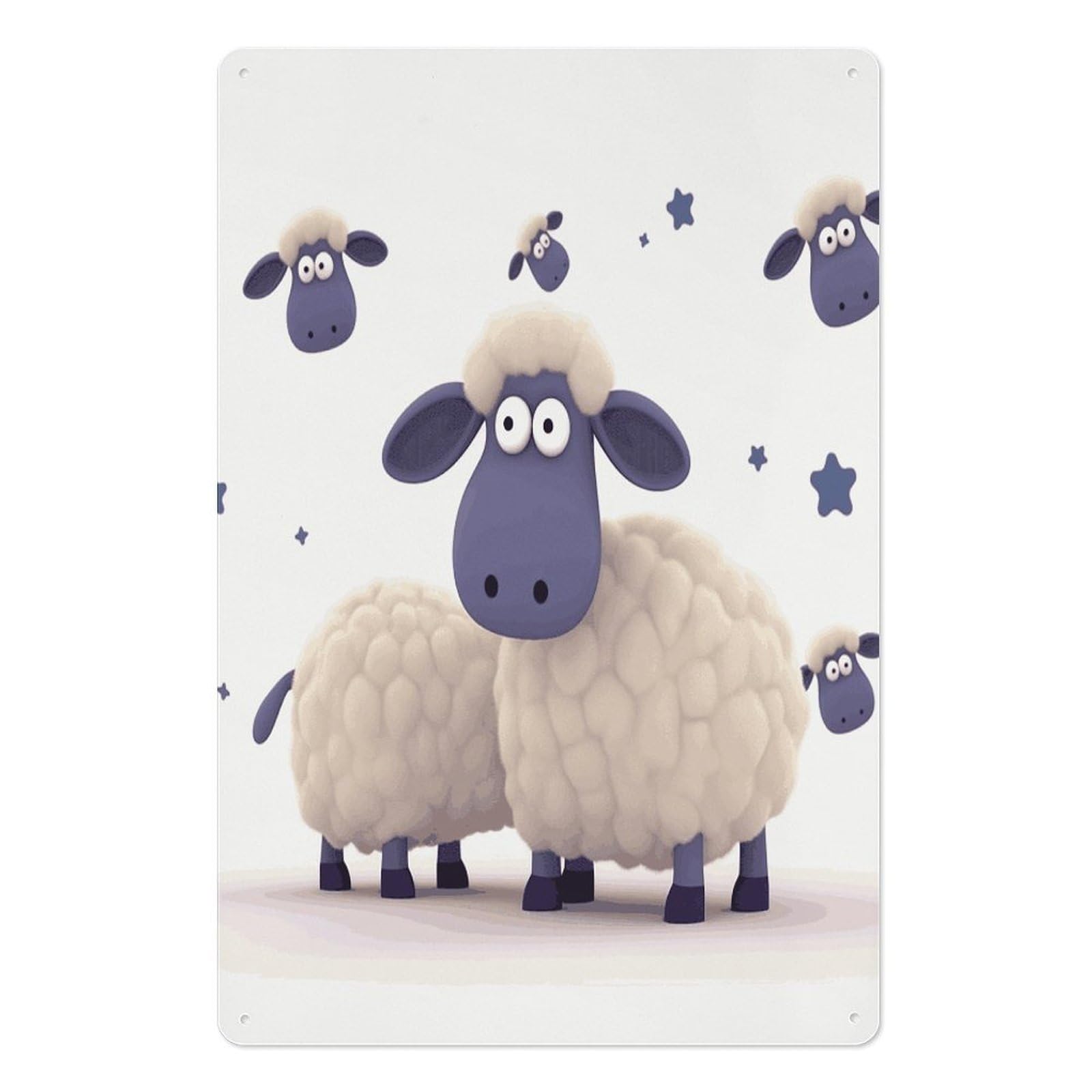 Adfgyerh Style Sheep Tin Sign Hanging Art Prints,Wall Decor For Gifting And Party Decoration 7.9X11.8 Inch,Wall Art For Home Garden Greenhouse Living Room Bedroom Yard
