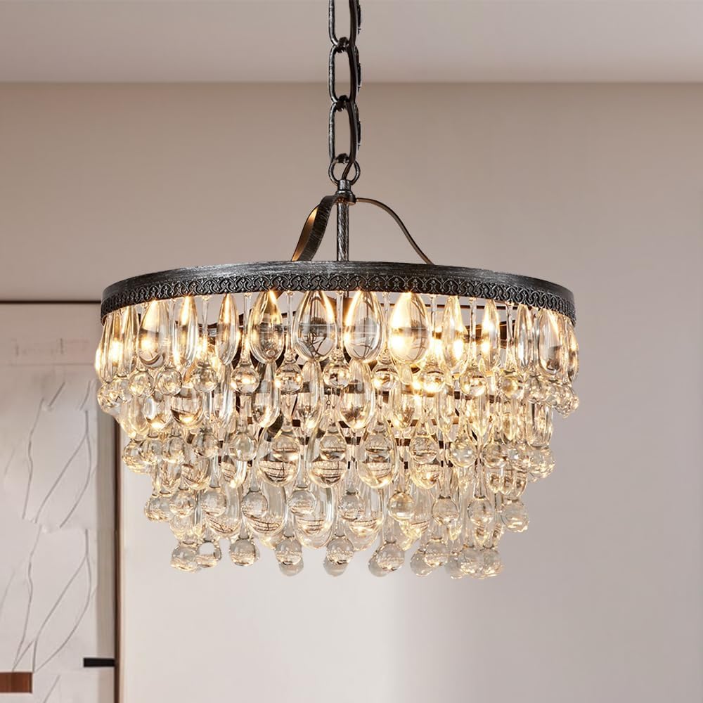 Luminaires pour chambre à coucher romantiques et lustre rétro en cristal