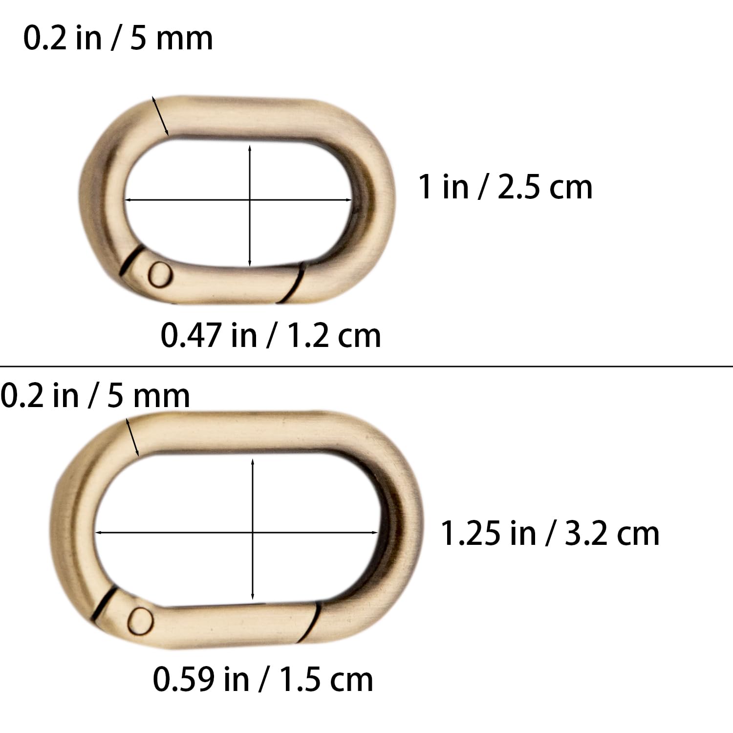 Carabiner Metal Spring Key Ring, 10 PCS Spring Keyring Buckle, Oval Ring for Bags (Gold, 1