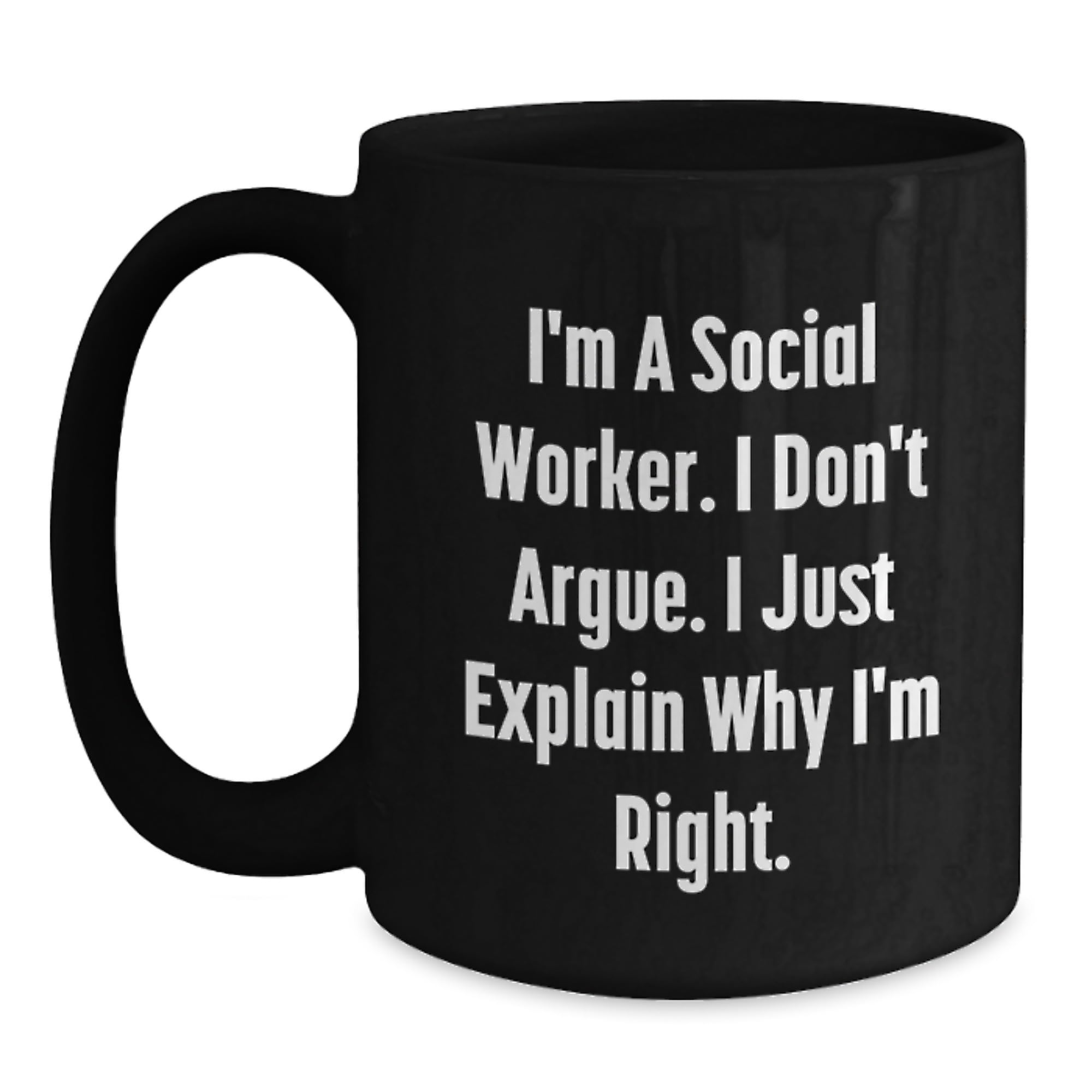 Funny Social Worker Black Coffee Mug Gifts from Men — funny ceramic mug from ShopProudGifts