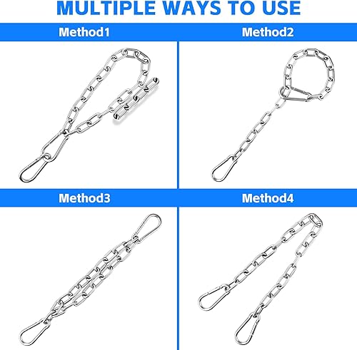 Miniatura 4 de Heavy Duty Stainless Steel Chains, 550LB Punching Bag Chain with Carabiners, Heavy Bag Chain for Boxing Punching Bags Hanging Chair Hammocks Swing