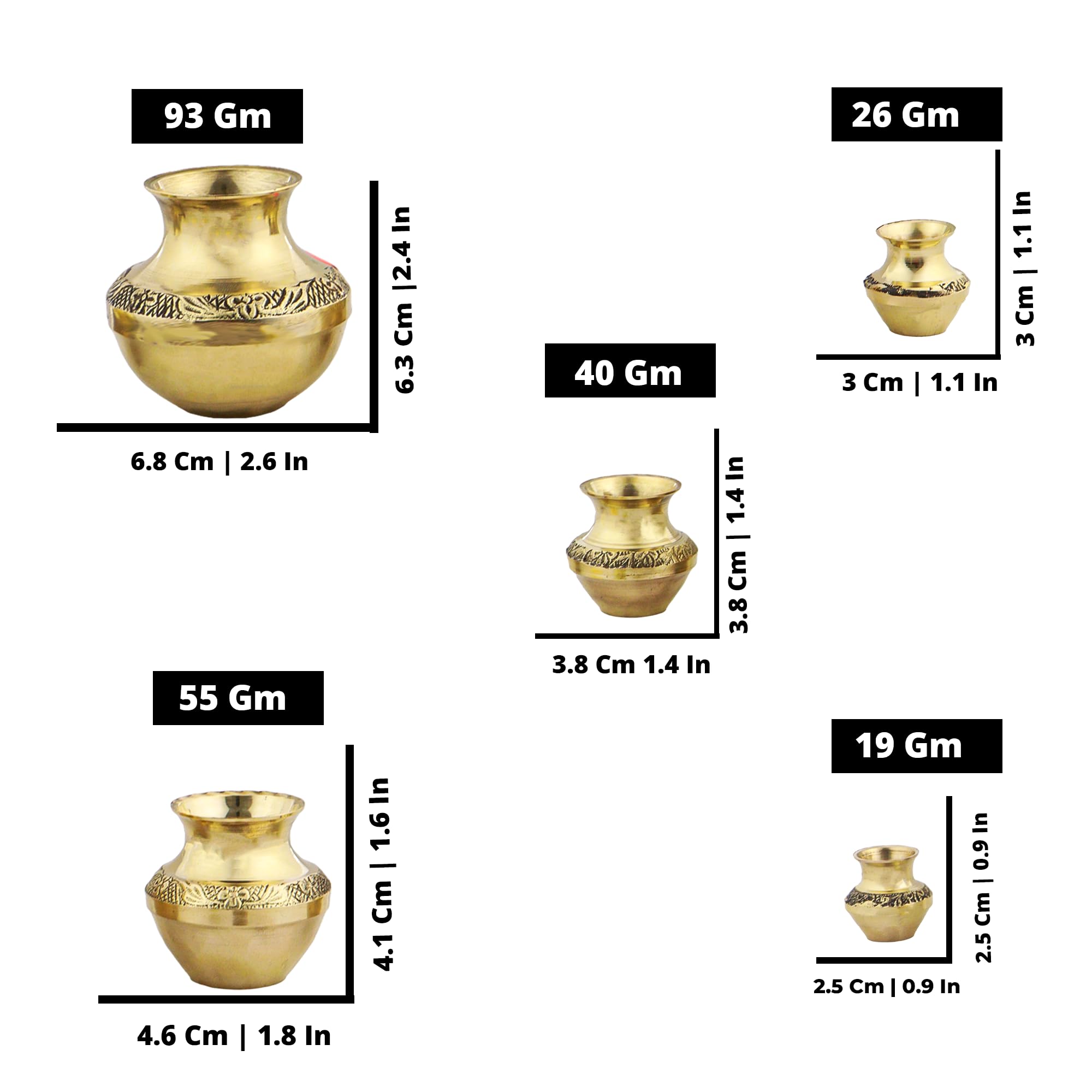 Putrika Brass Gubera Lota with 11 Lakshmi Kubera Coins|Kubera Pot Set of 5 Brass|Pooja Kalash Pot for Wealth|Puja Kalasam with 11 Gold Coins for Diwali, VaraLakshmi Pooja 2