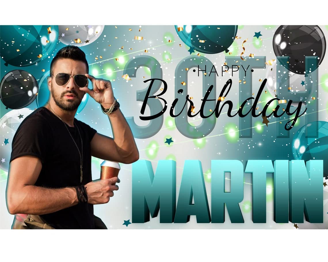 Happy Birthday Backdrop Background Photo Banner Personalised Green Sign Poster Fabric Glitter Cloth Curtain Party Decorations man woman