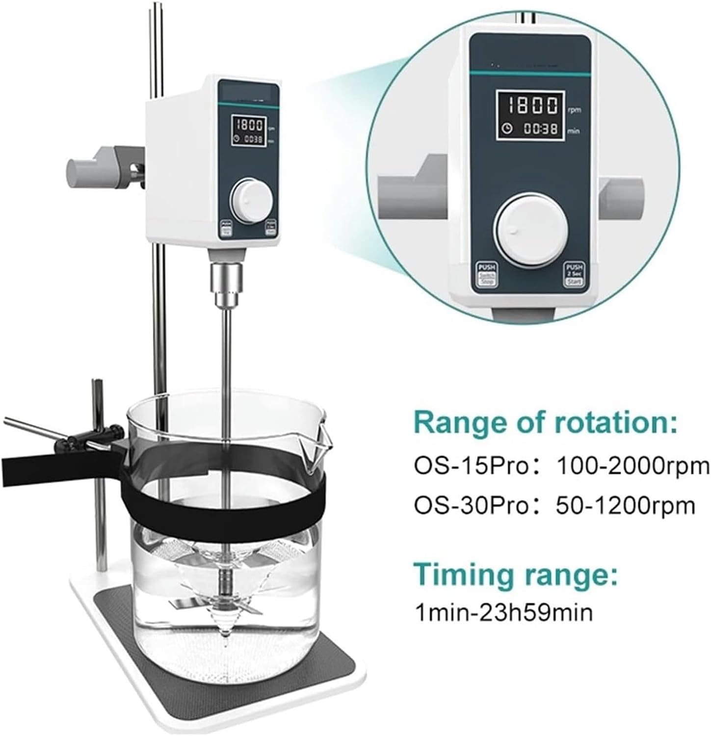 Magnetic Stirrer Mixer Liquid Mixer Lab Electric Stirrer Digital Display Overhead Stirrer Adjustable Height Lab Equipment 20L 2000Rpm Large Capacity, High Speed (Color : Os-15Pro, Size : 1)/1pc