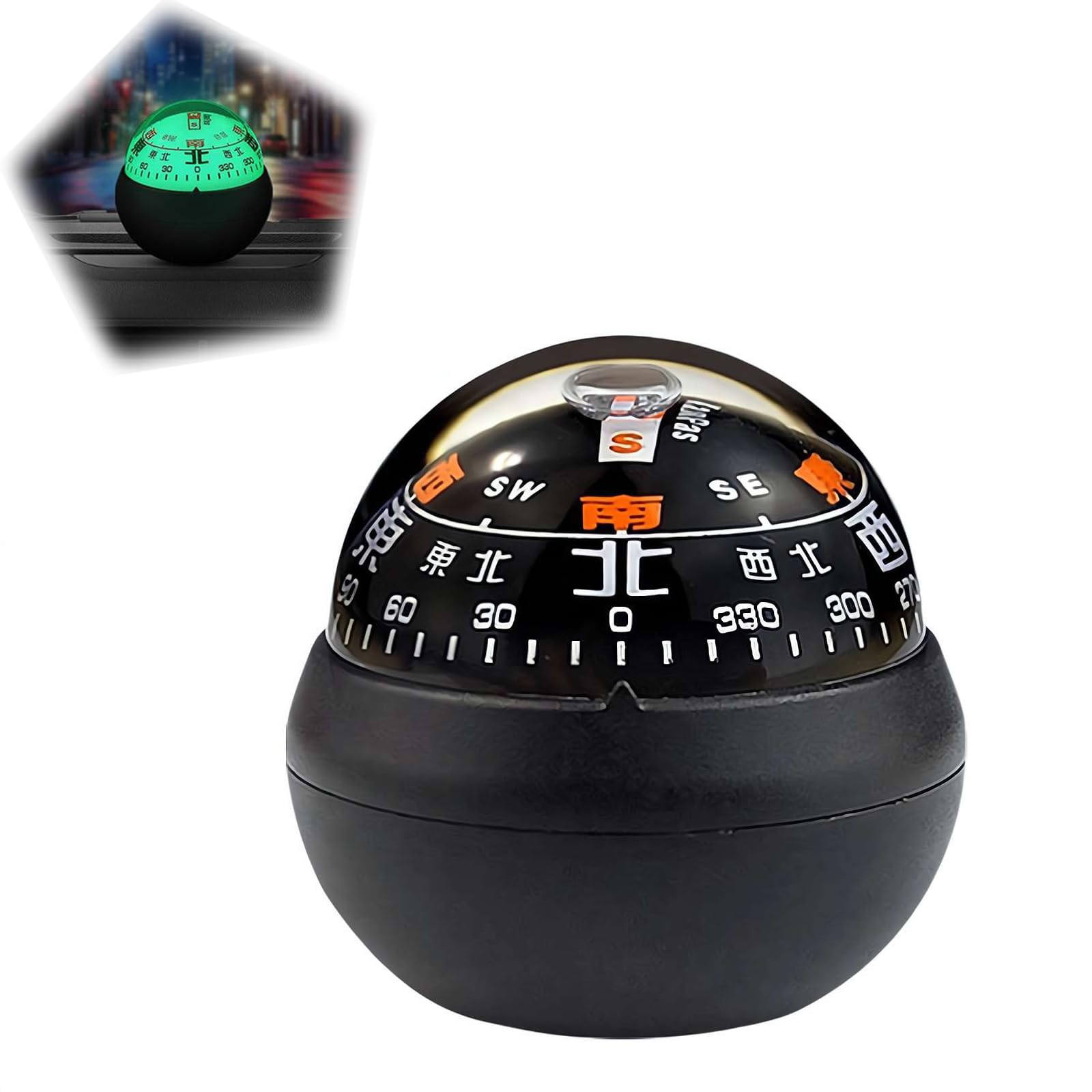 Car Dashboard Ball Vehicle Ball with Double Dials Dash Mount Adjustible Auto Interior Accessories for Navigation Hiking Direction