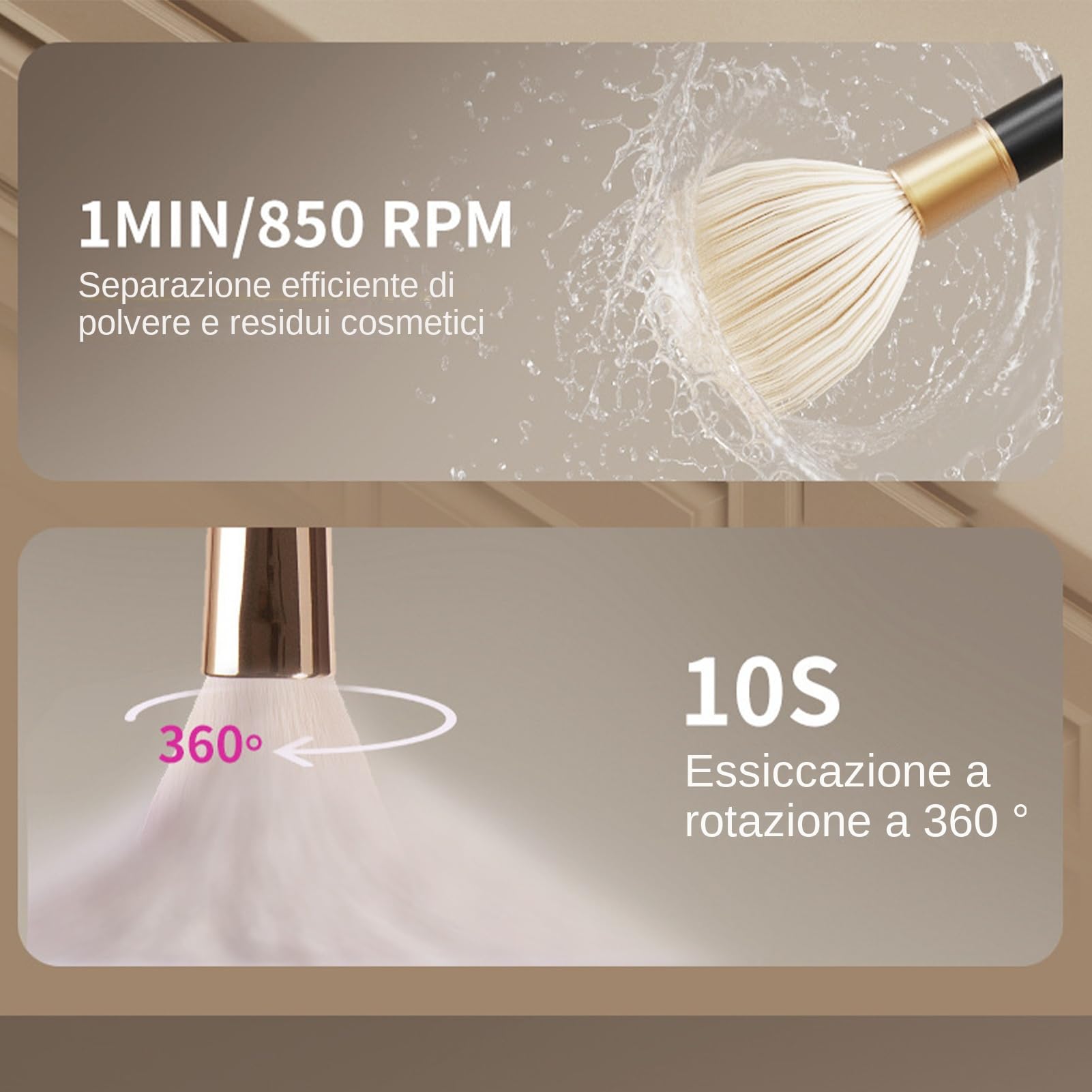 Pulitore Elettrico Per Pennelli Da Trucco,Asciugatura Rapida E Lavaggio Delicato | Pulitore Elettrico Per Pennelli | Per Appassionate Trucco Casa Bellezza Ombretti