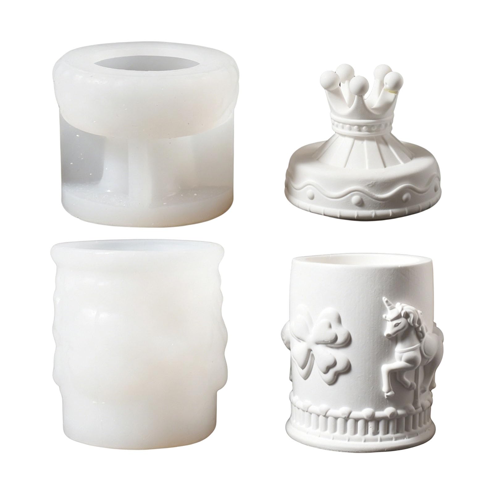 XIOANG Carousel Horse Silicone with Lid for Making Cup Jewelry Storage Resin Casting Release Elastomer Cast