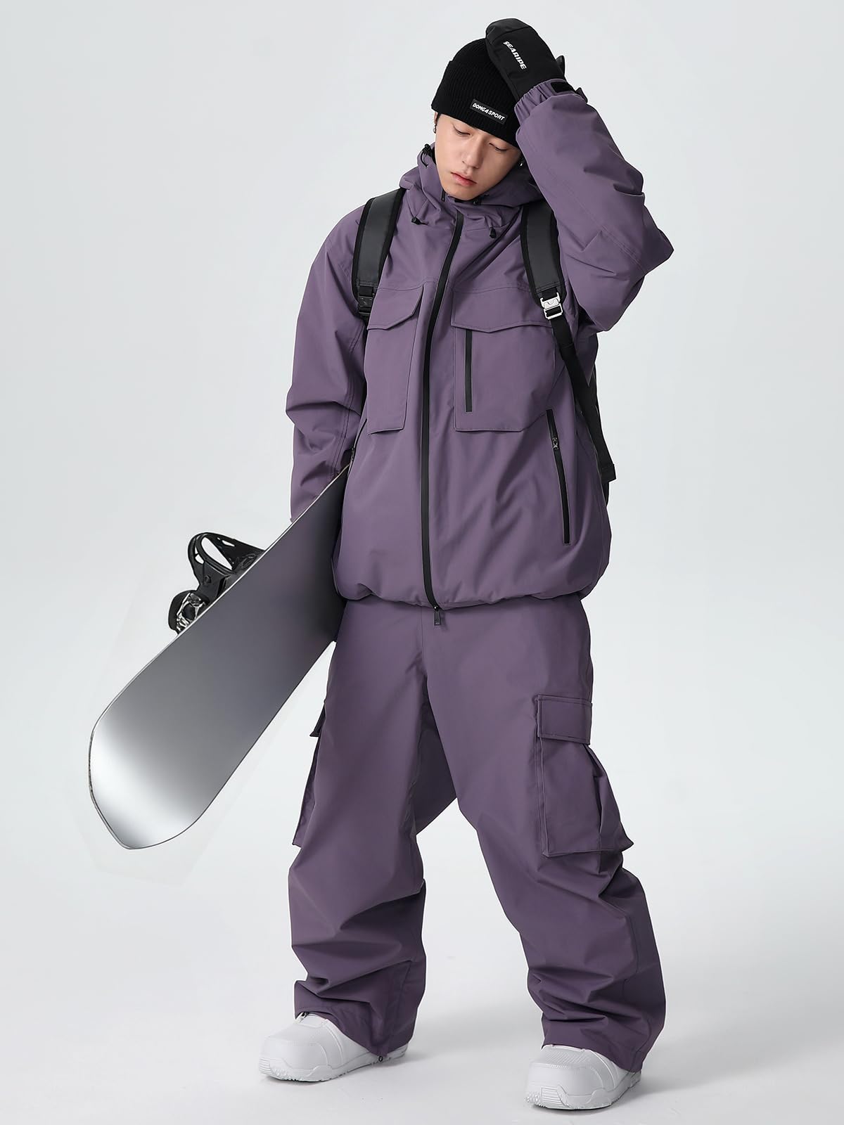 HOTIAN Herren Damen Skijacke und Skihose Set Wasserdicht Winddicht Baggy Skianzug Winter Warme Atmungsaktiv Schneeanzüge