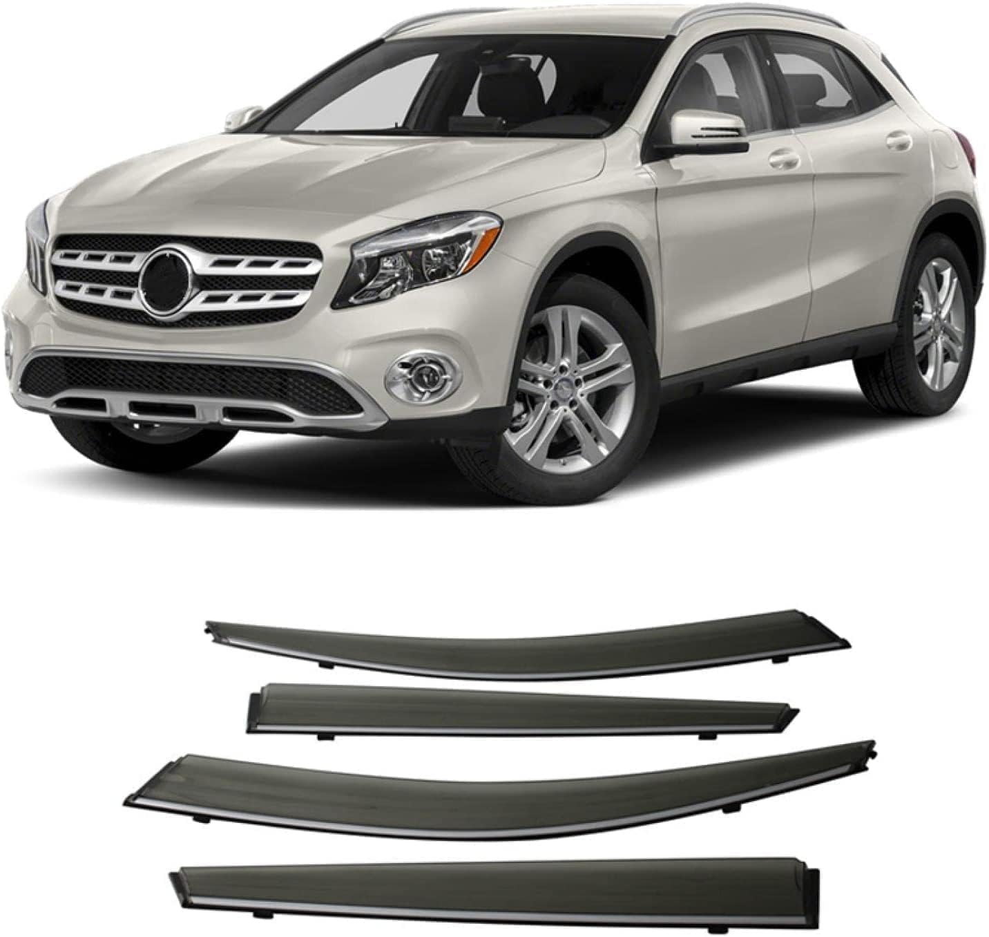4-częściowy deflektor wiatru do Benz GLA-Class GLA180 GLA200 GLA220 GLA250 2016-2020, poprawiają komfort jazdy, zapewniają wentylację samochodu w deszczu