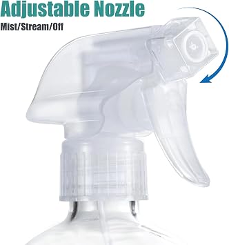 Glass Spray Bottles with Silicone Sleeve Protection, 16 oz 2 Pack, Empty Refillable Containers, Reusable Spray Bottles with Adjustable Nozzle for Hair, Cleaning Solutions and Plants , Blue&Grey