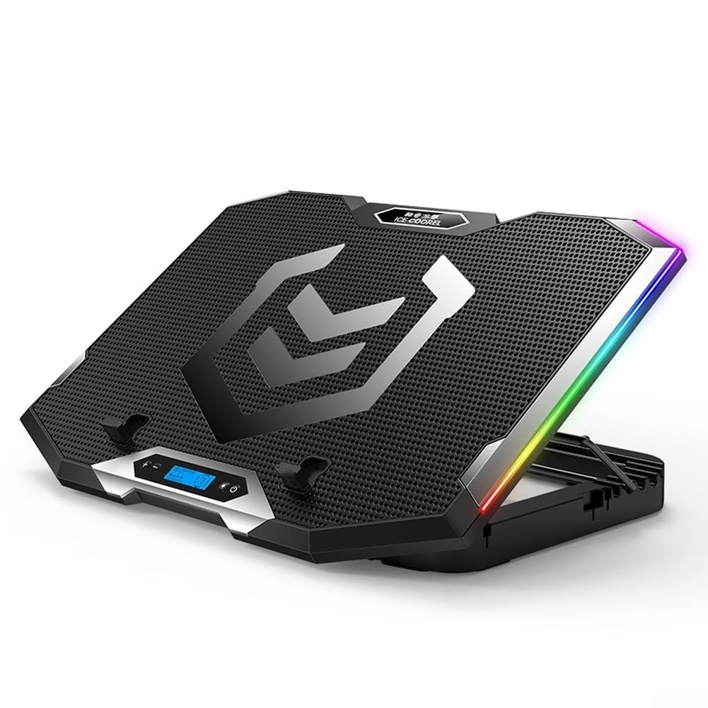 Ice Coorel Laptop-Kühler mit 8 leisen Lüftern, RGB, geeignet für Laptops von 30,5 bis 43,9 cm (C)