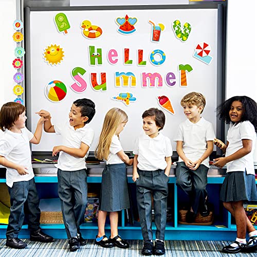 Pajean 52 Pieces Hello Summer Cut Outs Colorful Summer Theme Bulletin Board Decor with 120 Pieces Glue Points Beach Pool Paper Cutouts for Classroom Bulletin Board Decoration School Party Supplies by Pajean - Image 5