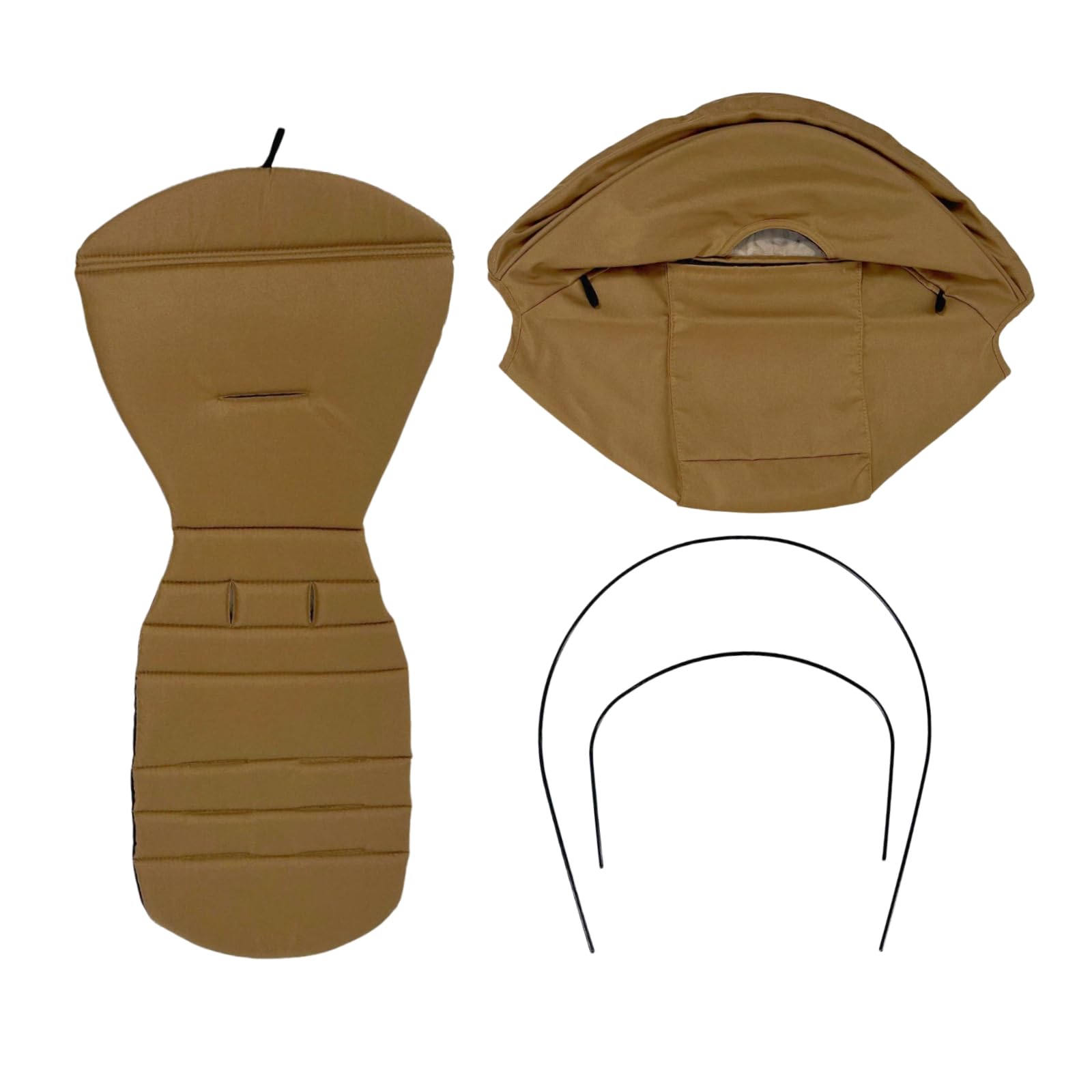 Replacement Canopy Cover and Seat Liner Set Compatible with YOYO2 / YOYO+ Strollers, Includes 2 Support Rods, Waterproof Double-Layer Fabric Stroller Accessories Kit (Caramel)