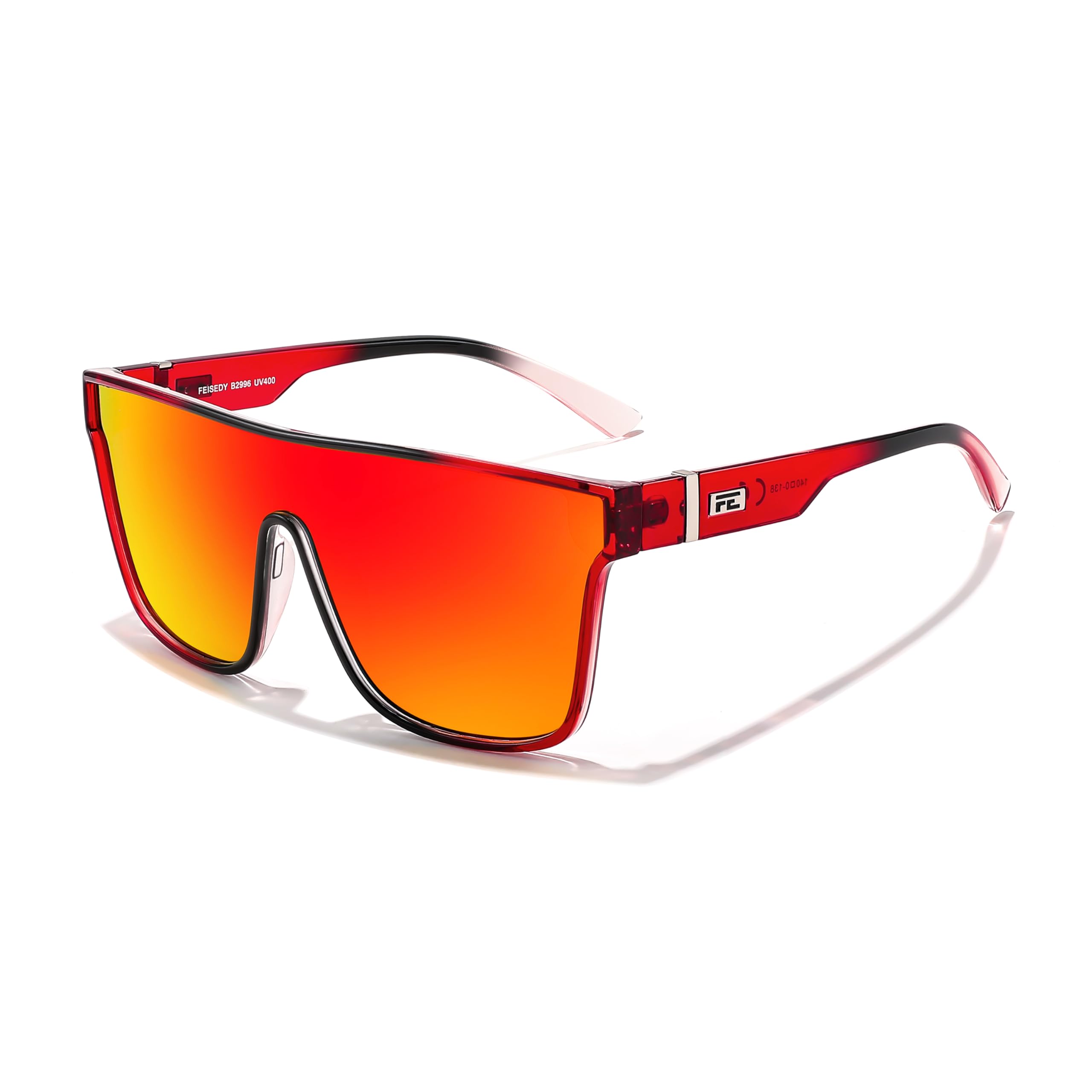 FEISEDY Sunglasses for Women Men Fashion Mirrored Single Lens Driving Beach Sunnies UV400 Shades B2996