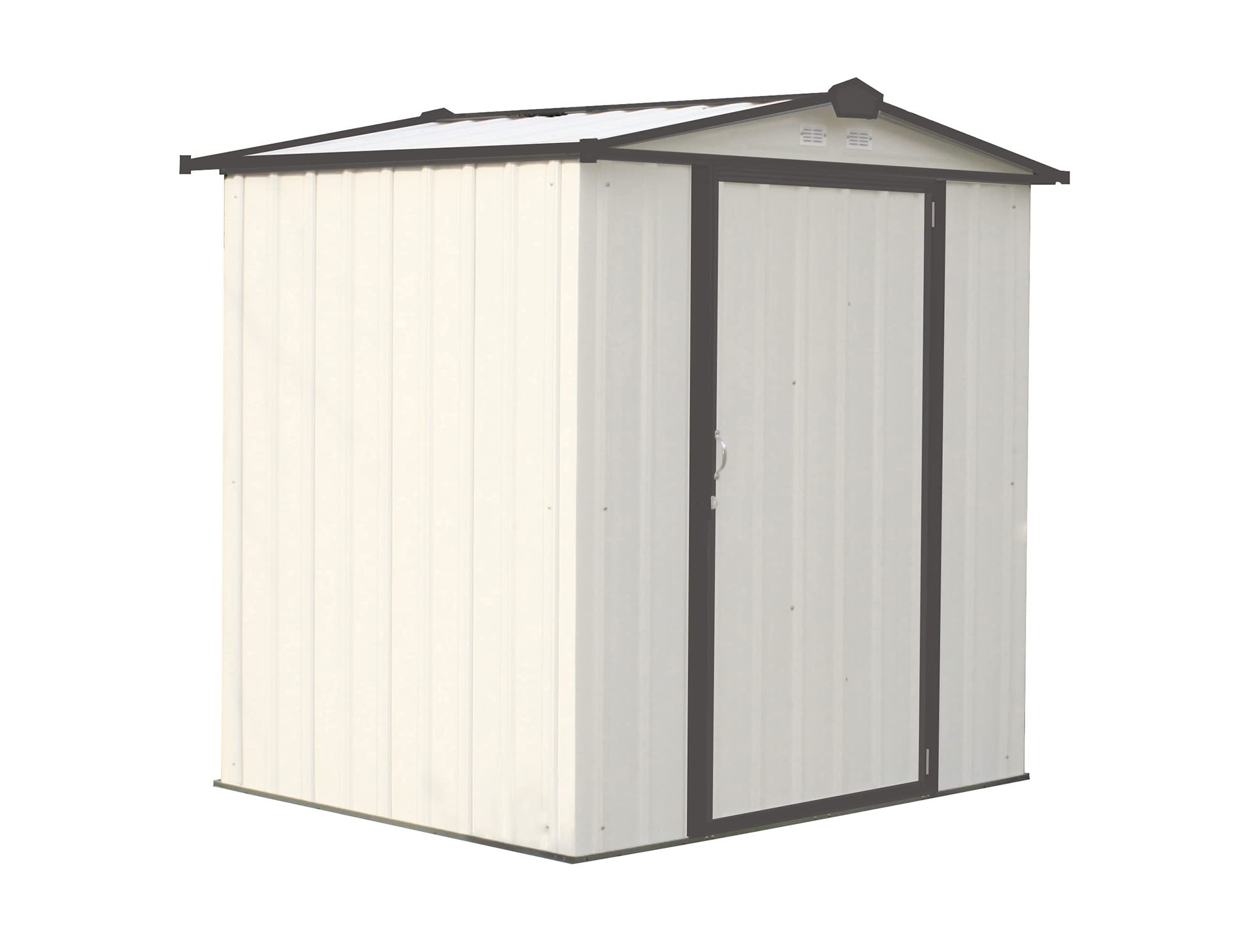 ARROW 6' x 5' EZEE Galvanized Steel Low Gable Shed Cream with Charcoal, Storage Shed with Peak Style Roof