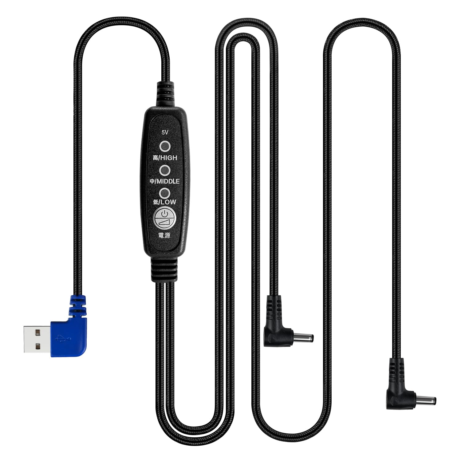 Sumwind 空調作業服 ファンケーブル 5Vファン専用 (高、中、低) 3段階風量調整 空調ウェア用USB to DC変換ケーブル バッテリーからファンまでの接続用 予備 交換用ケーブル