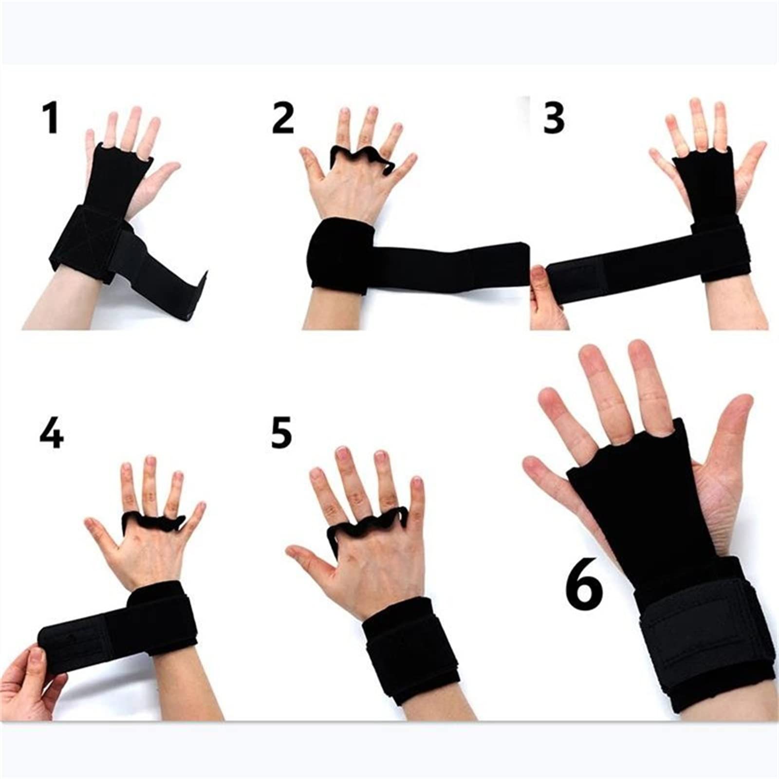 Guanti Antiscivolo per la Palestra Guanti da Fitness for Sollevamento Pesi in Pelle con Impugnatura(Schwarz,M)