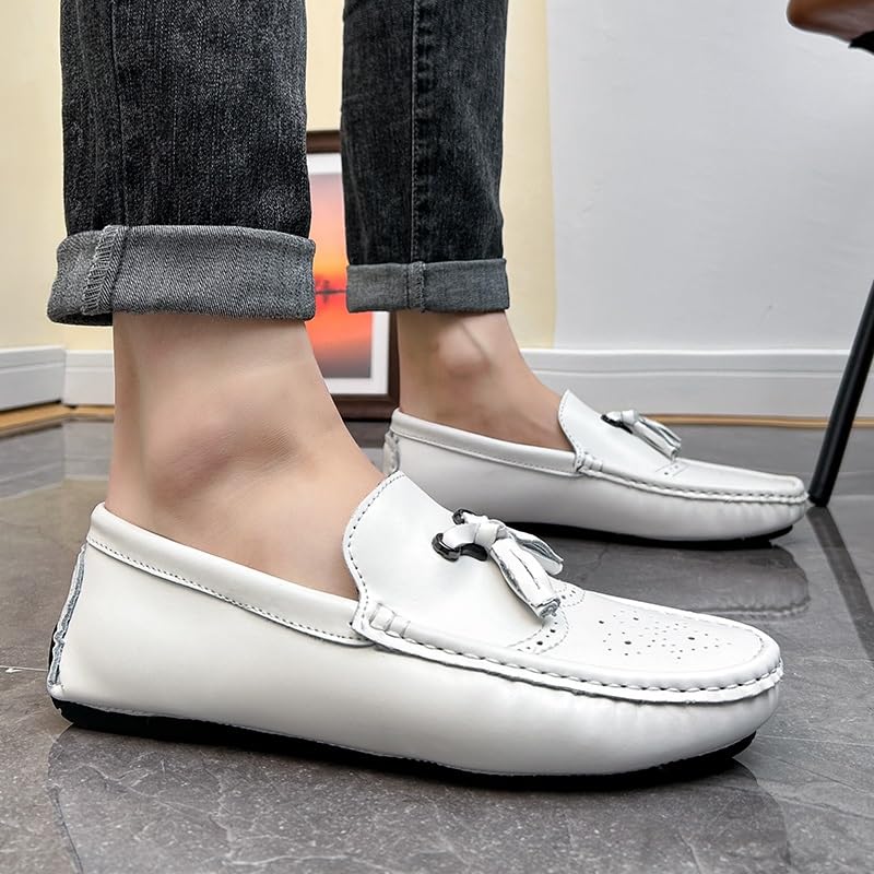 Men's Loafers Shoes Square Toe Brogue Embossed Wingtips with Tassel Driving Loafers Comfortable Flexible Slip Resistant Casual Party Slip-on4