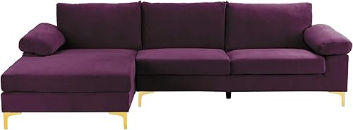 Miniatura 36 de Casa Andrea Milano Sofá seccional grande moderno de la forma de U de la tela del terciopelo, sofá doble extra ancho de la tumbona, trébol