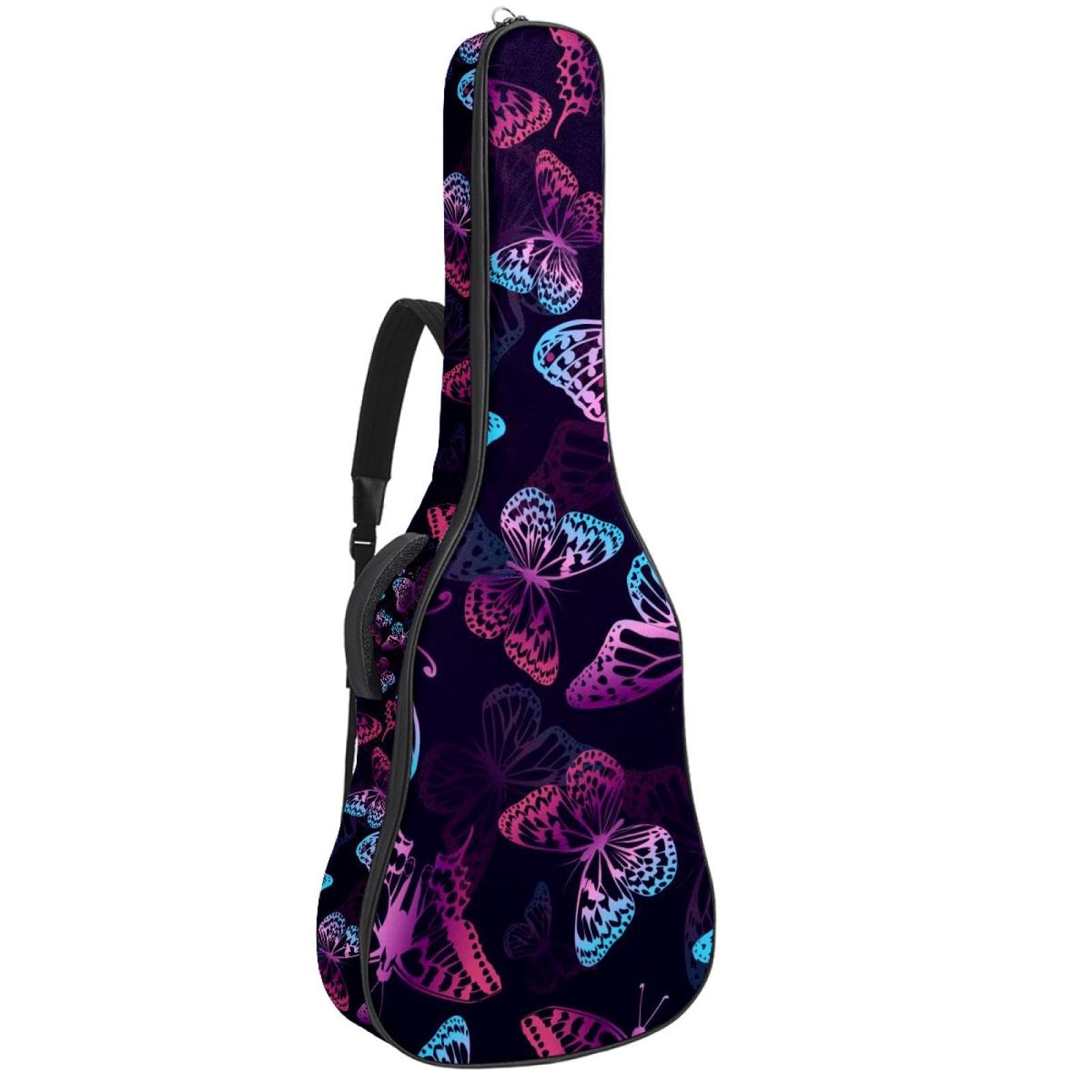 Torba na gitarę akustyczną wodoodporny plecak na gitarę grubo miękki wyściełany motyl klasyczna obudowa na gitarę, wielobarwny, 42.9x16.9x4.7 in, Organizer do torby