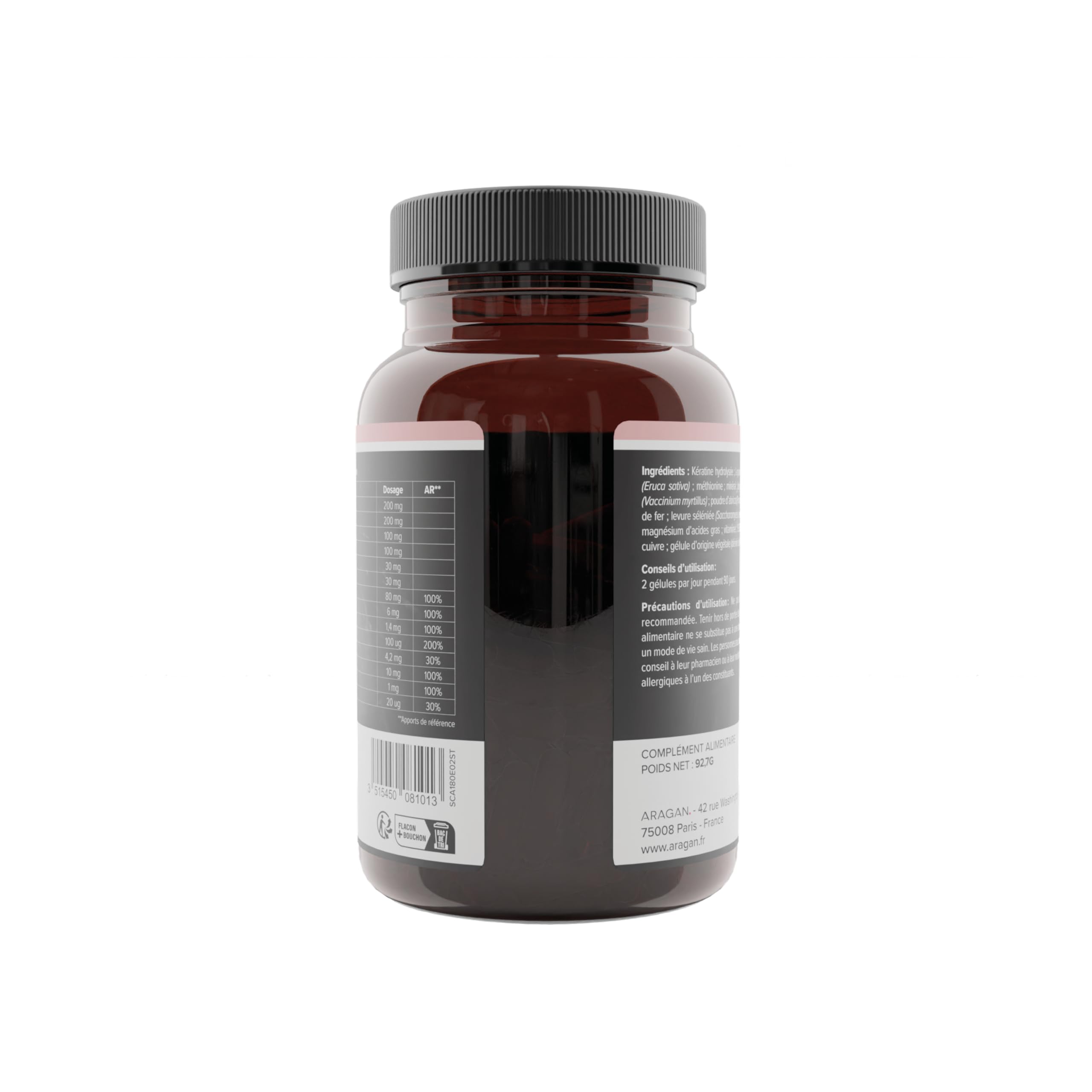 ARAGAN Capactifs Intense + Absolu - Complément Alimentaire Renforcement des Cheveux et des Ongles, Croissance, Vitalité - Kératine, Cuivre, Zinc et Vitamines - 120 + 180 gélules - 2 à 3 mois de prise