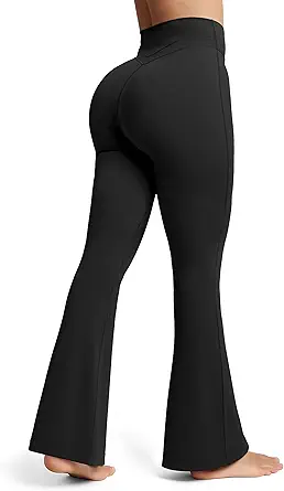 Olmlmt Flare Leggings for Women Butt Lifting - Crossover High Waisted Buttery Soft Gym Workout Yoga Pants