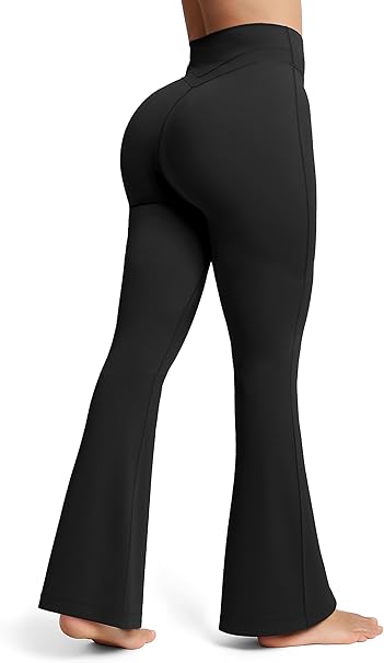 Olmlmt Flare Leggings for Women Butt Lifting - Crossover High Waisted Buttery Soft Gym Workout Yoga Pants