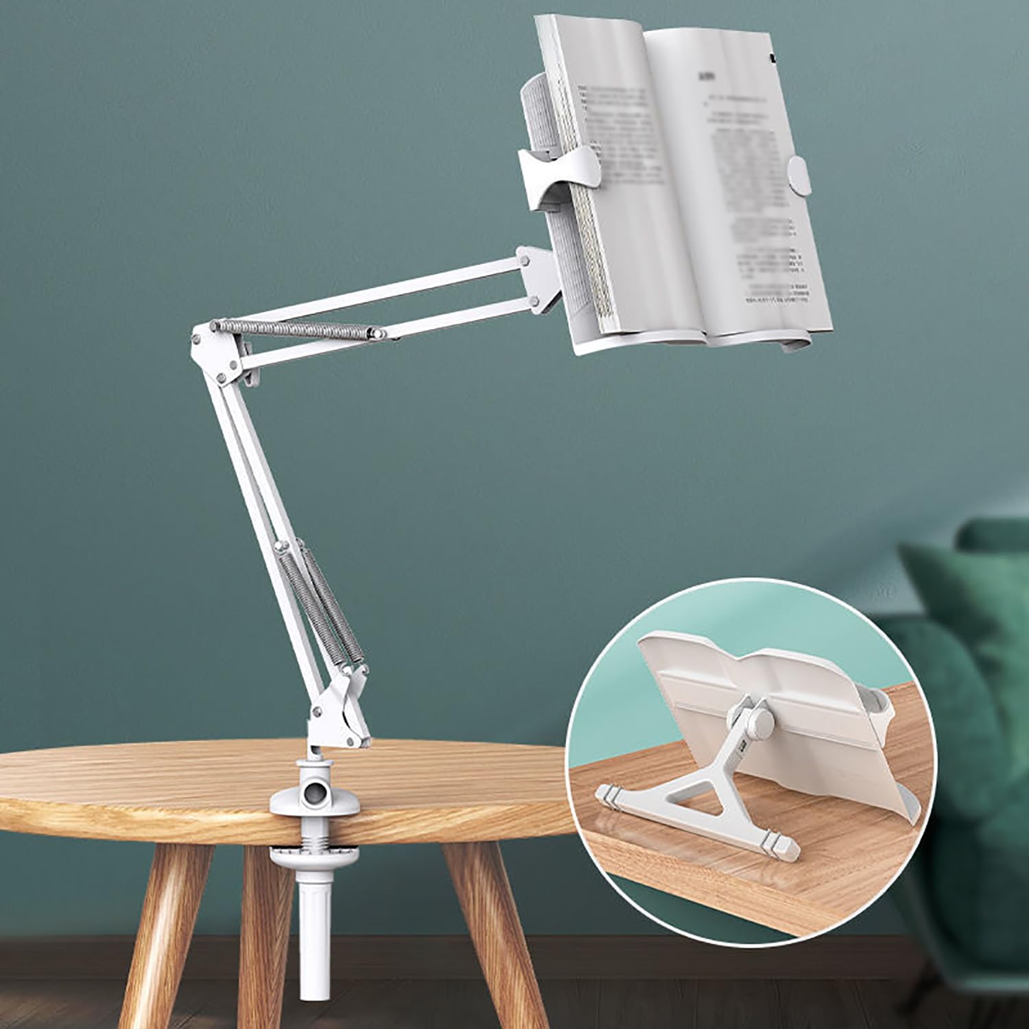 Supporto per libri da pavimento, altezza regolabile per tablet e telefono, design pieghevole per una facile lettura e utilizzo con tablet e smartphone