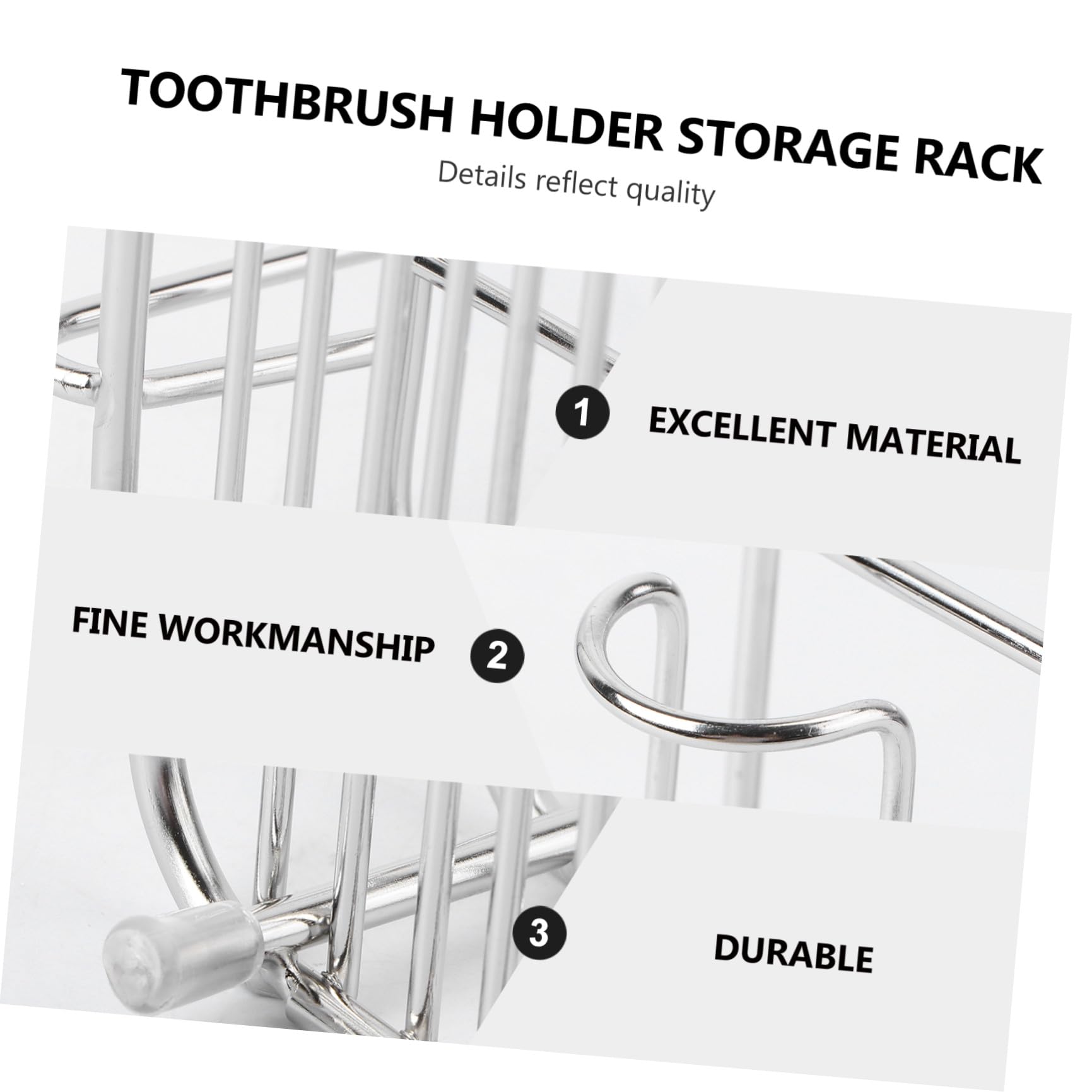 ULTECHNOVO 3 Soportes para Cepillos De Dientes De Baño De Acero Inoxidable 304 Soporte para Pasta De Dientes Organizador De Accesorios De Baño Plateado para Baño Cocina Grande