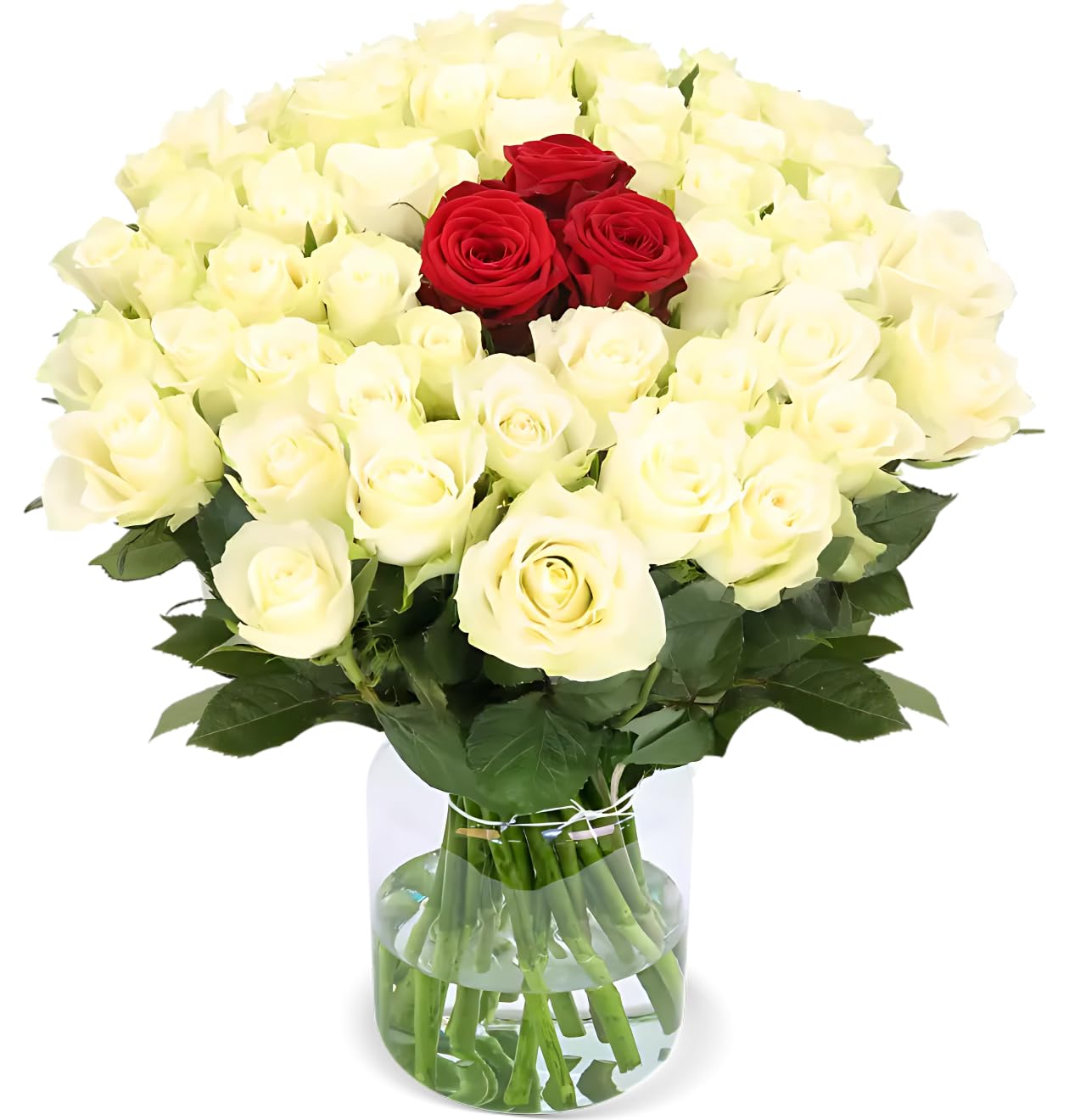 Blume Ideal Bukiet róż "Zorza polarna", 60 czerwono-białych róż, Ø 40-50 cm, najwyższa jakość, 7-dniowa świeżości, idealny prezent kwiatowy