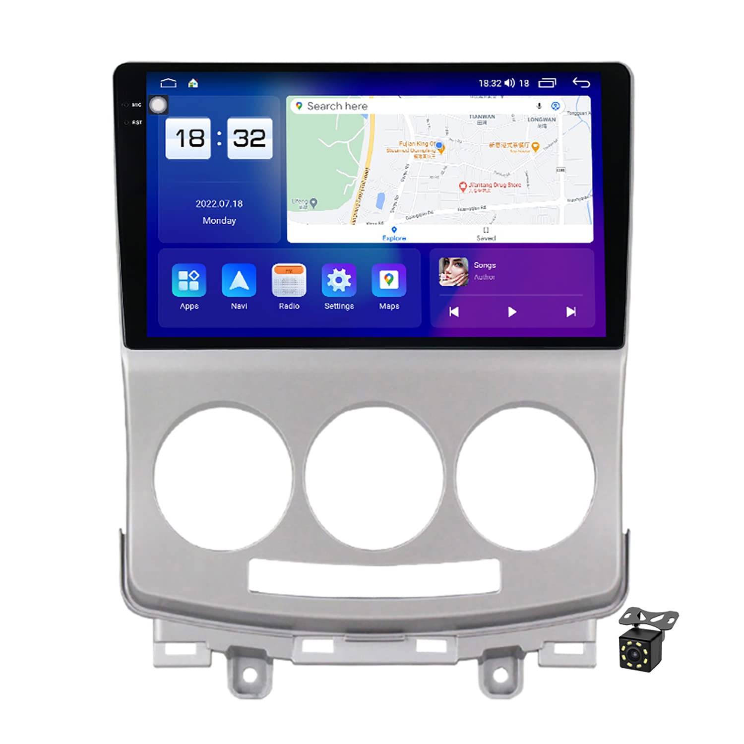 Charmstep2K QLED Screen Car Radio Stereo Navigation GPS for Mazda 5 2005-2010 Android 12 Car Multimedia Player with Carplay SWC BT5.1 FM RDS WiFi 4G DSP DTS+Backup Camera