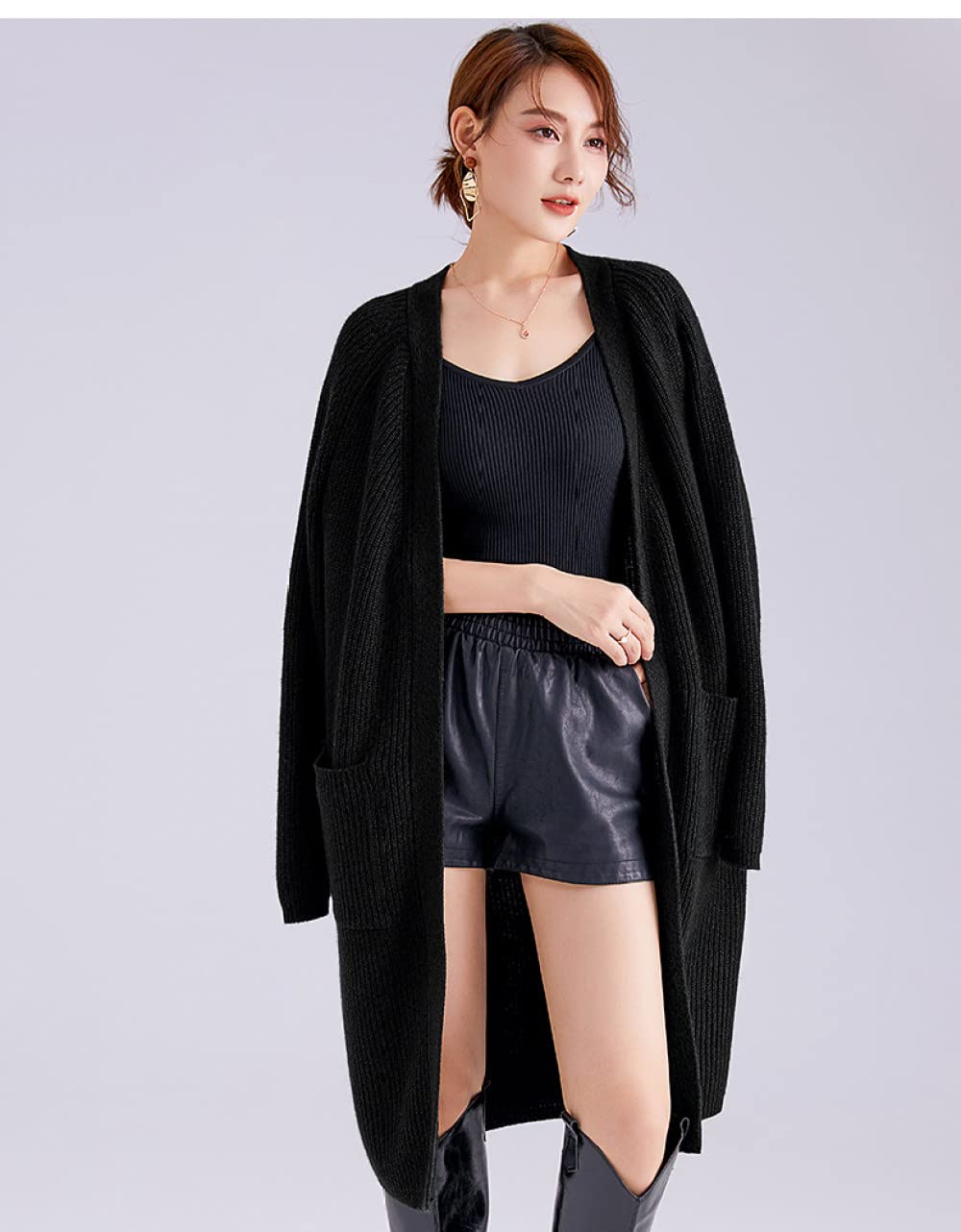 Happiness Istanbul Vrouwen Lage mouw Basis Crème oversized gebreide