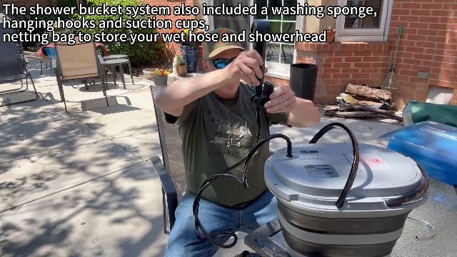 Ducha portátil integrada para camping con balde plegable de 20L y bomba de ducha 13000mAh miniatura 7