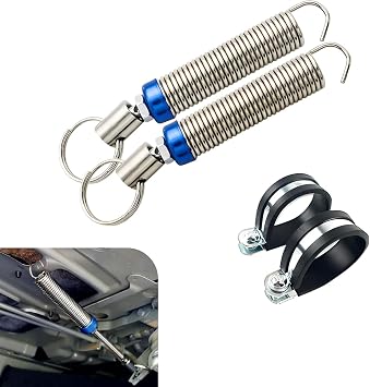 2 PCS Car Trunk Lid Metal Spring, Corrosion-resistant High-carbon Alloy Steel Trunk Spring Replacements with Clamps, Automatic Lifting Spring Device, Universal for Most Cars Silver