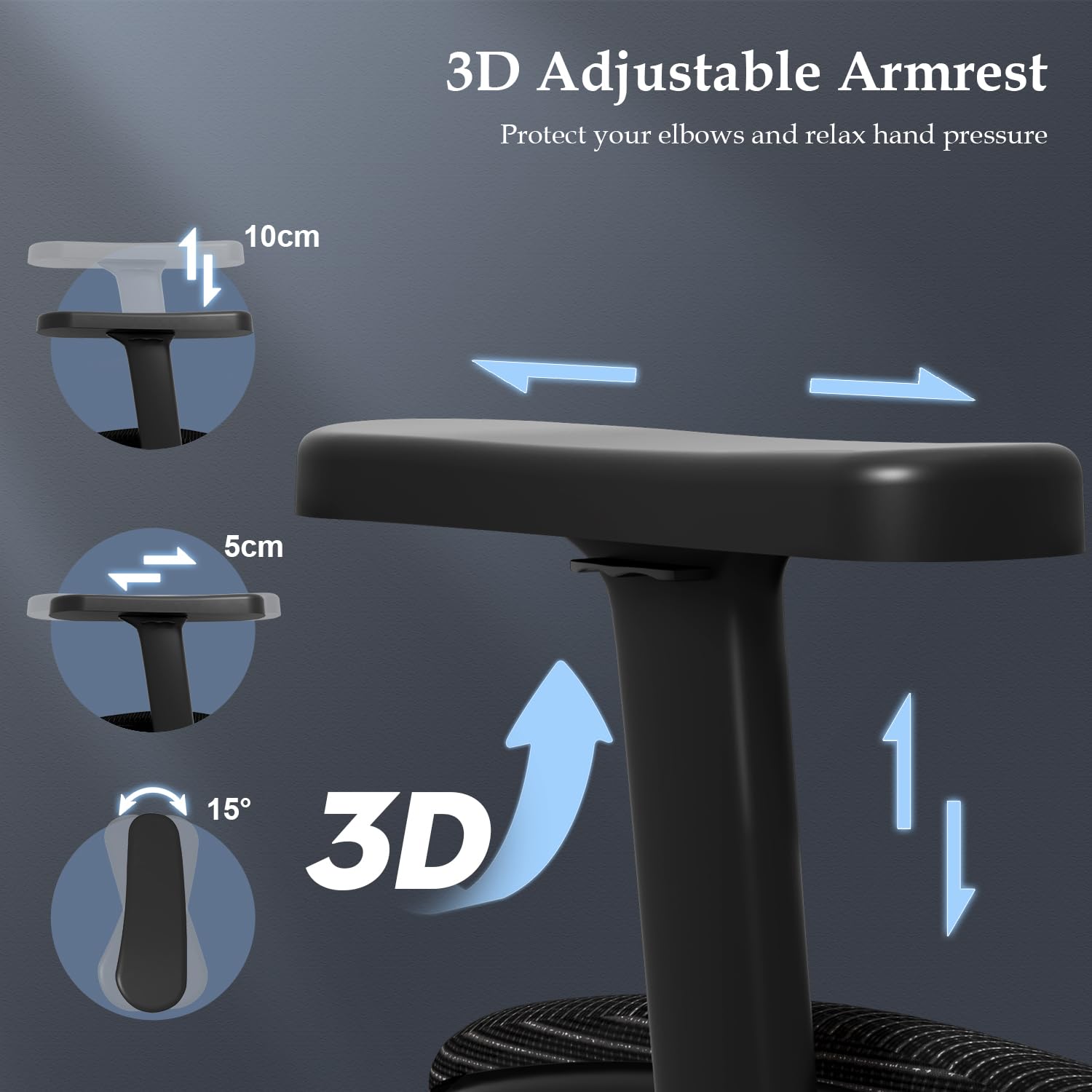 Devoko Sedia da ufficio ergonomica con braccioli 3D ultra morbidi e supporto lombare regolabile, con schienale alto, comode sedie da scrivania per casa e ufficio, sedia girevole per computer con