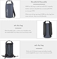 Vista 42 de OMGear - Bolsa seca impermeable y bolsa para teléfono, bolsa flotante de 40L/30L/20L/10L/5L para kayak, navegación, actividades al aire libre