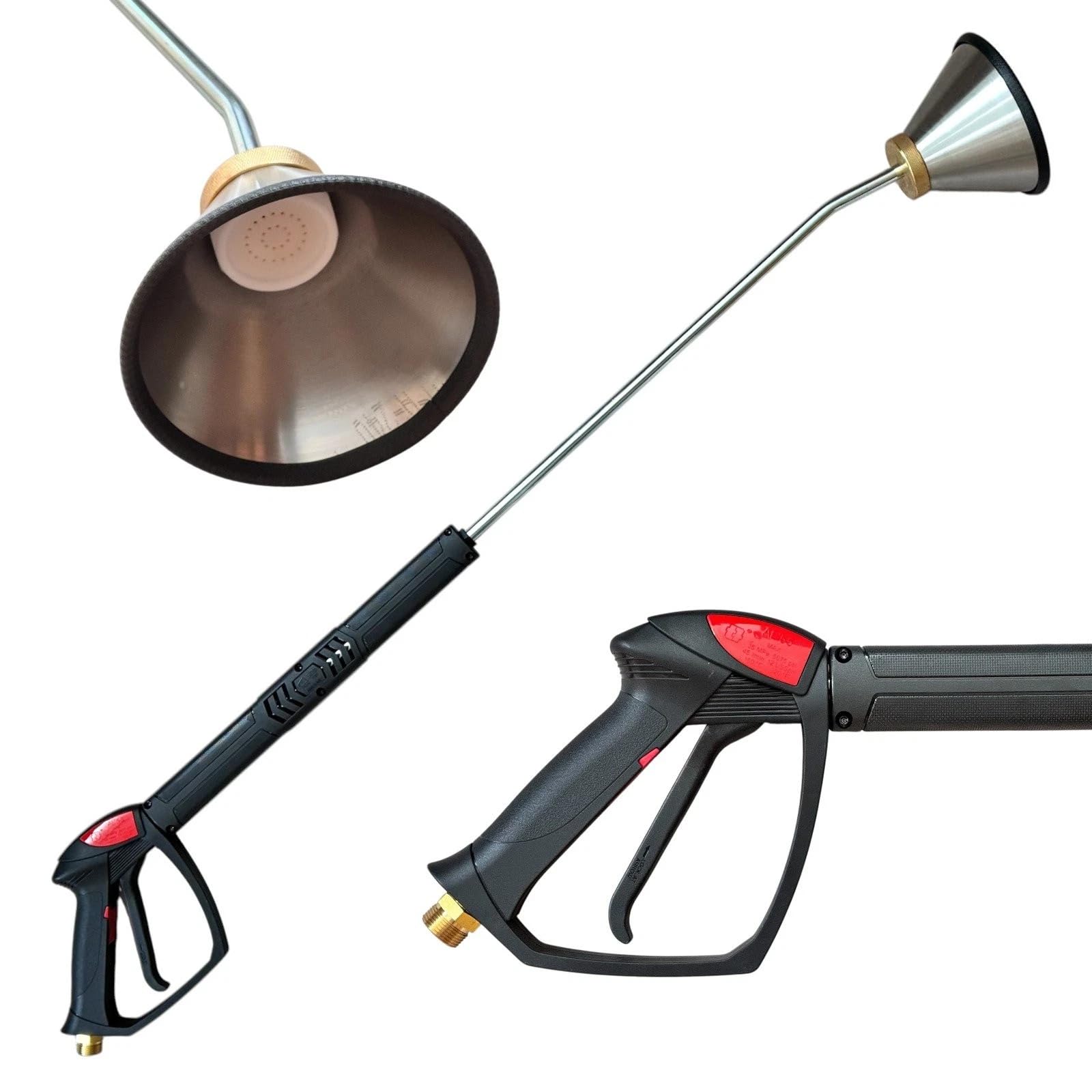 M&M Smartek pistola M22 AG + lanza deshierbe 90 cm, 350 bar | Pistola de alta presión para agua fría o caliente según modelo; comprobar conexión, caudal, presión y equipo antes de usar.
