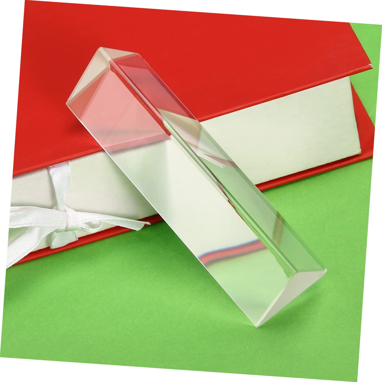 FUNOMOCYA 100 * 30 * 30mm Crystal Optical Glass Triangular Prism Break Light into Spectrum for Teaching